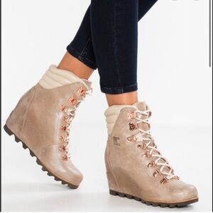 Sorel Conquest Wedge Light Brown Snow Boot NL2771-214 Women Size 6.5 EUC